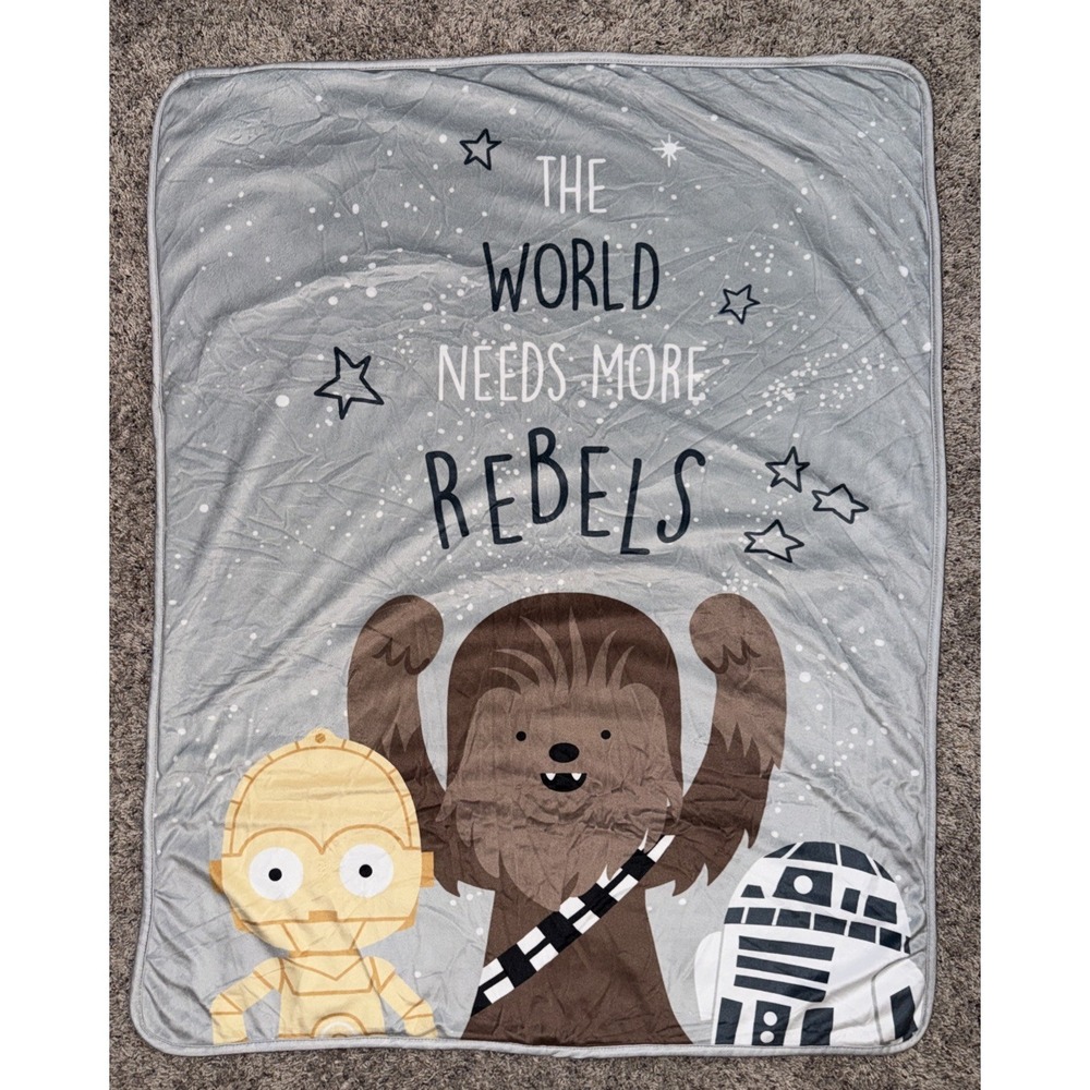 Star Wars Rebels‎ Baby Blanket C-3PO Chewbacca R2-D2 Gray Nursery 40x30